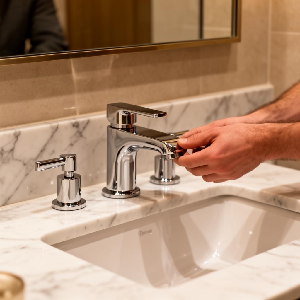 Daniel Couchman completing a luxury bathroom installation in East Sussex